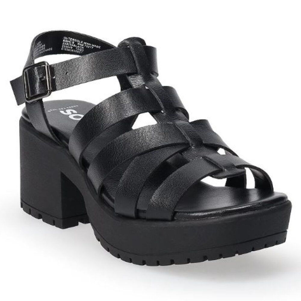 SO® Zarita Women's Lug Platform Sandals, Black, SZ 9.5